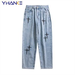 Jeans da uomo Jeans ricamati Pantaloni dritti Y2k da uomo Autunno Nuova moda coreana High Street Stile hip-hop Pantaloni larghi a gamba larga Trend T221102