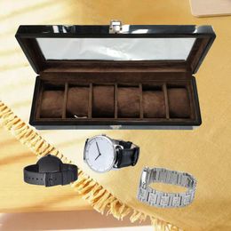 Watch Boxes 6 -Slot Wood Display Case Box Wristwatch Jewellery Storage Organiser