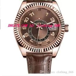 Men Watch Brown Leather Bracelet Automatic 326135 Rose Gold NEVER WORN Luxury Watches Wristwatch