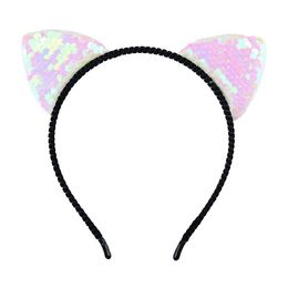 DHL SHIP Korean Cross border Headbands Popular Bowknot Animal Flip Double Sided Sequins Cat Ear Hair Band Women's Party Fabric Headwear