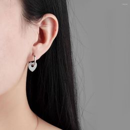 Stud Earrings 925 Sterling Silver Big Heart Shape Drop Earring Piercing Pendiente Luxury Crystal Pave Fashion Clips Jewelry Gift F284Y