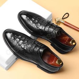 Crocodile Dress Shoes Mens Office Formal Shoes for Men Oxford Shoes for Men Casuales Italiano Wedding Dress Chaussure Homme