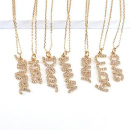 Pendant Necklaces 2022 6Pcs Crystal Mama Lucky Letter Couple Pendants Jewellery Charms Gold Colour Chain On The Neck CZ Pave