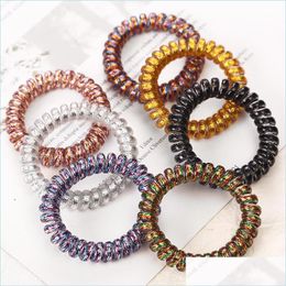 Hair Accessories 5Pc/Lot New 5Cm Telephone Line Hair Ropes Woman Colorf Elastic Bands Girl Ponytail Holder Tie Gum Accessories Drop Dhxu7