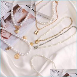 Pendant Necklaces Pendant Necklaces Wife White Big Imitation Pearl Choker Necklace For Women Chain 2022 Trend Fashion Summer Beach J Dhmuv