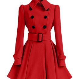 Women's Trench Coats Aelegantmis Autumn Winter Vintage Woman Wool Classic Long With Belt Office Lady Casual Business Outwear 221103