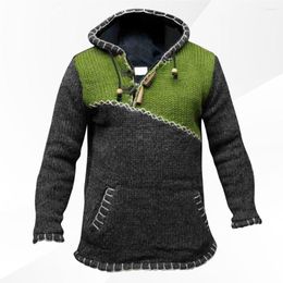 Men's Hoodies Men Sports Hoodie Fashion Autumn Casual Outdoor Long Sleeve Stitching Sweater Winter Colour Block Hooded-Jumper