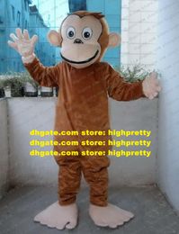 Brown Curious George Monkey Mascot Costume Mascotte Adult Size Fancy Dress Cartoon Character Round Eyes No.9