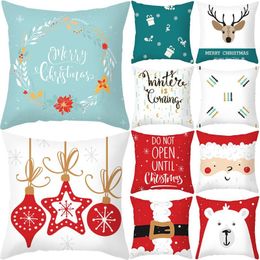 Christmas Decorations Home Decor Pillowcase Santa Cartoon Pattern Decorative 45 For Sofa Car Cloth Cushion Cover Navidad