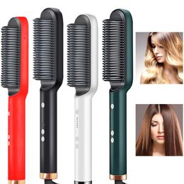 Curling Irons Professional Hair Straightener Tourmaline Ceramic Curler Brush Comb Straighteners Iron Styler Tool 221104