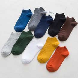 Men's Socks Men's Thin Cotton Deodorant Sweat-absorbent Casual Solid Color Stripes Black Purple Blue