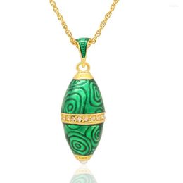 Pendant Necklaces Slide Charm Handmade Crystal Faberge Green Quail Egg Jewellery Valentine's Day Gift