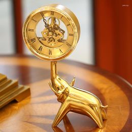 Table Clocks LUXURY GOLD DESK CLOCK CREATIVE ELEPHANT MUTE WATCH MECHANICAL GEAR ROMAN NUMERALS MODERN RELOGIO MESA HOME AC50TC