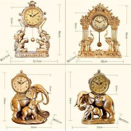 Table Clocks Retro Desk & Living Room Creative Desktop Ornaments Elephant Large Quartz Clock Decorations Watches Home Decor