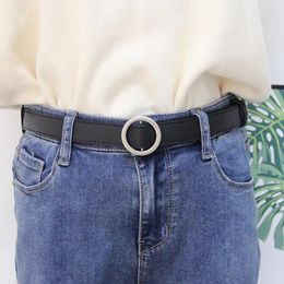 Belts DesignStrap Belt Fashion No Pin Buckle For Women Jeans Students Silver Buckles Black PU Leather Dress Brown Party