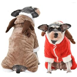 Dog Apparel Christmas Pet Puppy Outfit Flannel Soft Winter Warm Thick Clothes Xmas Santa Reindeer Costume Cat Hoodie