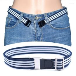 Belts Women Men Buckle Free Belt For Jean Pants Dress Plaid Adjustable Alloy Stretch Chic Elastic Waist Strap No Bulge Hassle