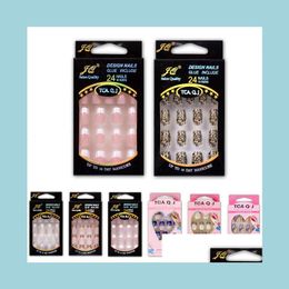 False Nails False Nails French Tips Fake Nep Nagels For Art Design Nail Faux Ongles Sexy Fl Er Glue 24Pcs Drop Delivery Health Beauty Dh2Ow