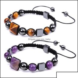 Beaded Strands Beaded Strands Friendship Crystal Pyramid Beads Bracelets For Women Men Feng Shui Reiki Positive Energy Healing Dhse Otkgp