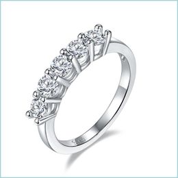 Cluster Rings Cluster Rings Boeycjr 925 Sier D Colour 3 5Mm Total 1 0Ct Moissanite Vvs1 Simple Design Wedding Ring Matching Bands For Dhjz9