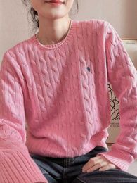 Womens Knits Tees Winter New Long Sleeve Vintage Twist Knitted Sweater Women Pink Grey Black Baggy Knitwear Pullover Jumper Female Clothing G221103