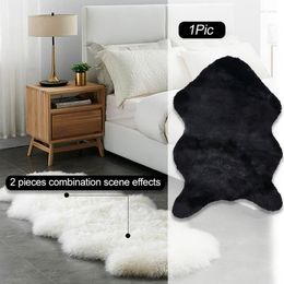 Carpets Chair Cover Plain Skin Fur Soft Sheepskin Warm Hairy Carpet Seat Pad Fluffy Rugs Washable Bedroom Faux Mat Home