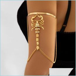 Bangle Bangle Punk Hip Hop Rhinestone Tassel Bracelet On Hand For Women Gothic Scorpion Bracelets Arm Bangles Couple Jewellery Steampu Dhncz