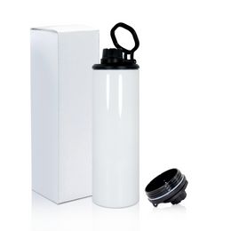 Sublimation Sports Tumbler Portable Double Wall Insulated Vacuum Water Bottle With Flip Top Lid Twisted Straw Heat Press Cup Two Lids SS1105