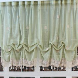 Curtain Handmade Embroidery Curtains Folds Yarn Fabrics Beautiful Hollow Out Hand Crochet Balloon Roman Blinds With Tassels