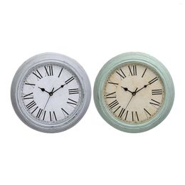 Wall Clocks Vintage Clock Quiet Large Roman Numbers Easy To Read 12 Inch For Indoor Kitchen Bathroom Decoration