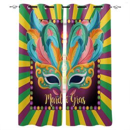 Curtain Mardi Gras Carnival Mask Feather Curtains For Bedroom Living Room Luxury European