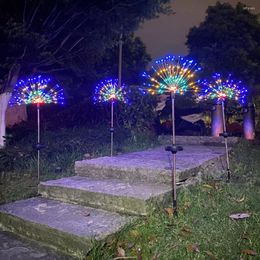 LEDs Solar Firework Lights Outdoor Dandelion Waterproof Flash Fairy Garland String Lamp Garden Lawn Christmas Decoration