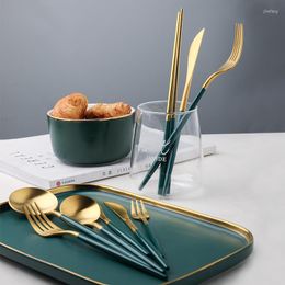 Dinnerware Sets 304 Creative Minimalist Stainless Steel Knife And Fork Spoon Gold Set Korean Kitchen Supplies