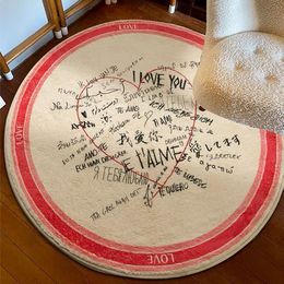 Carpet Ins Love Round Bedroom Bedside Rug Blanket Nordic Thick Furry Mat Room Korea Lounge Valentine Day Decoration 221104