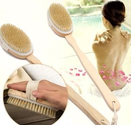 Wooden Cleansing Brushes Natural Bristle Body Brush Massager Bath Shower Brush Long Handle Back Spa Scrubber 7x42cm SN113