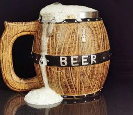 Stainless steel wooden barrel beer mug creative large capacity tie beer barrel mug personalized bar supplies