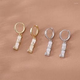 Dangle Earrings 2022 Design Opals Stone Bamboo Shaped Pendant Gold Drop Luxury Women's Accessories For Korean Fashion Jewellery Party