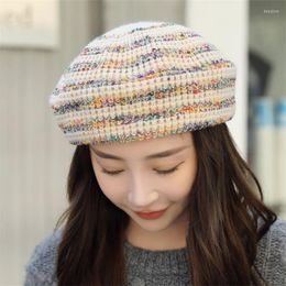 Hats Women Beret Winter Warm Windproof Personality Knitted Painter Cap Fashion Outdoor Lady Sister Artist