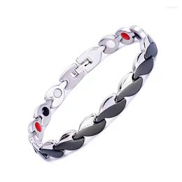 Link Bracelets Women&Men Magnetic Bracelet For Arthritis Pain Relief Classic Black Stainless Steel Magnet Healing Wellness Jewellery