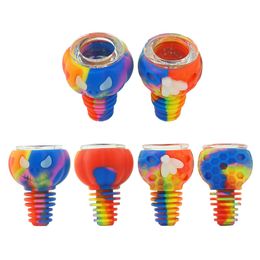 Silicone Smoking Hookahs Bongs Bowls Slides 14mm 18mm Male Mix Colours with Honeycomb Style Design For Glass Water Pipes