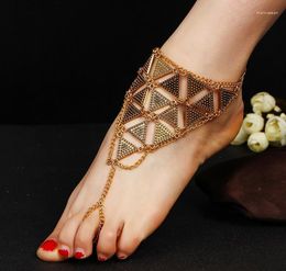 Anklets Boho Style Triangle Anklet Bracelet 2022 Punk Vintage Barefoot Sandal Chain Foot Jewelry For Woman Party Gift