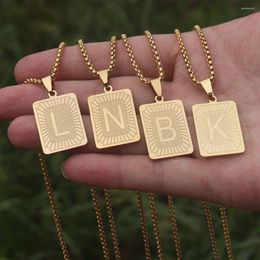 Pendant Necklaces 26pcs/sets A-Z Initial Letter Alphabet Jewellery 60cm Beads Chain Stainless Steel Gold Necklace For Men