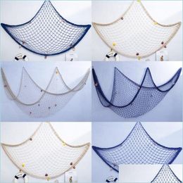 Other Home Decor Fishing Net Sea Shell Starfish Hanging Home Wall Decoration Nautical Ocean Theme Decor 20220503 D3 Drop Delivery Gar Dhhfj