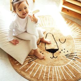 Carpets Nordic Cartoons Mat For Children Baby Play Round Carpet Lion Playmat Born Pography Props Living Room