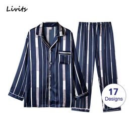 Men's Sleepwear Men Pyjamas Sets Satin Pyjamas Nightwear Sleepwear Underwear Striped Printed Casual Spring Summer Autumn Winter SA0617 T221103