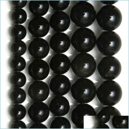 Stone 8Mm Natural Stone Black Obsidian Round Loose Beads 15" Strand 4 6 8 10 12 14Mm Pick Size For Jewellery Making Drop Delivery 2021 Dhdm4