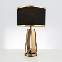 Table Lamps Nordic Elegant Black Lampshade Gold Lamp For Living Room Bedroom Office Design Deco Desk Fabric Metal Led Luminaire