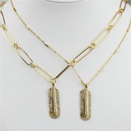Pendant Necklaces 18inch 10pcs/lot Design Cz Charm Necklace Feather Shape Component Jewelry Plated Chain Wholesale