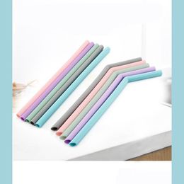 Drinking Straws Candy Colour St Sile Drinking Sts Straight Bend Food Grade For Bar Home Fruit Juice Recycling 7 6Zy F1 Drop Delivery Dhyql