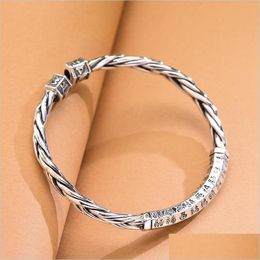 Bangle Bangle National Tide Allmatch Ladies Bracelet Retro Personality Baifu Open Twist Braided Mens Jewellery Giftbangle Drop Deliver Dhwen